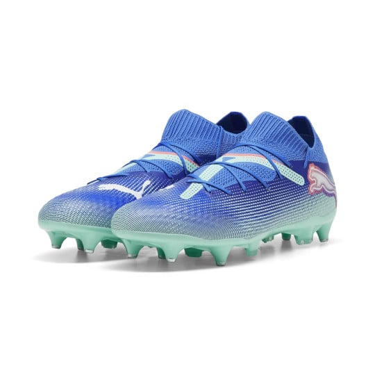 PUMA Future 7 Pro Crampons Vissés Chaussures de Foot (SG) Bleu Turquoise Blanc