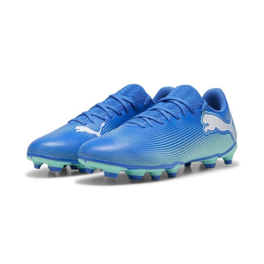 PUMA Future 7 Pro Crampons Visses Chaussures de Foot SG Bleu Turquoise Blanc Voetbalshop.be