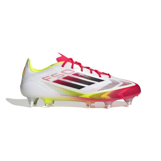 adidas F50 Elite Crampons Vissés Chaussures de Foot (SG) Blanc Rouge Noir Jaune