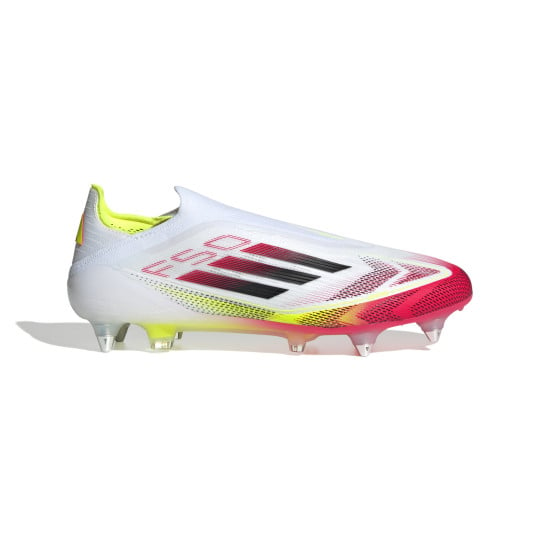 adidas F50 Elite Sans Lacets Crampons Vissés Chaussures de Foot (SG) Blanc Rouge Noir Jaune