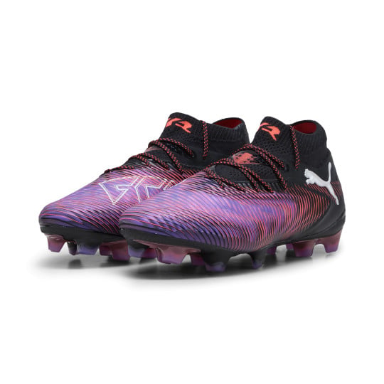 Chaussures de football PUMA Future 8 Ultimate Gras (FG) pour femmes, noires, violettes, rouges