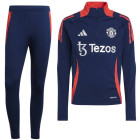 adidas Manchester United Survêtement 1/4-Zip 2024-2025 Enfants Bleu Foncé Rouge Argenté