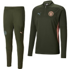 PUMA Manchester City Trainingspak 1/4-Zip 2024-2025 Olijfgroen Lichtblauw Roze