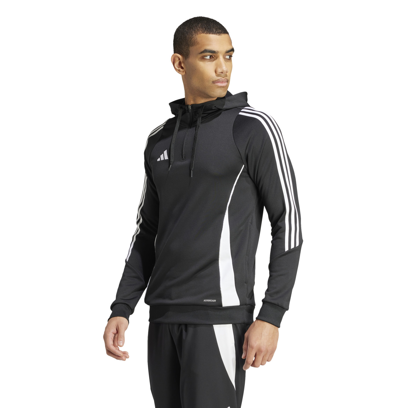 adidas Tiro 24 Hooded Trainingstrui 1/4-Zip Zwart Wit