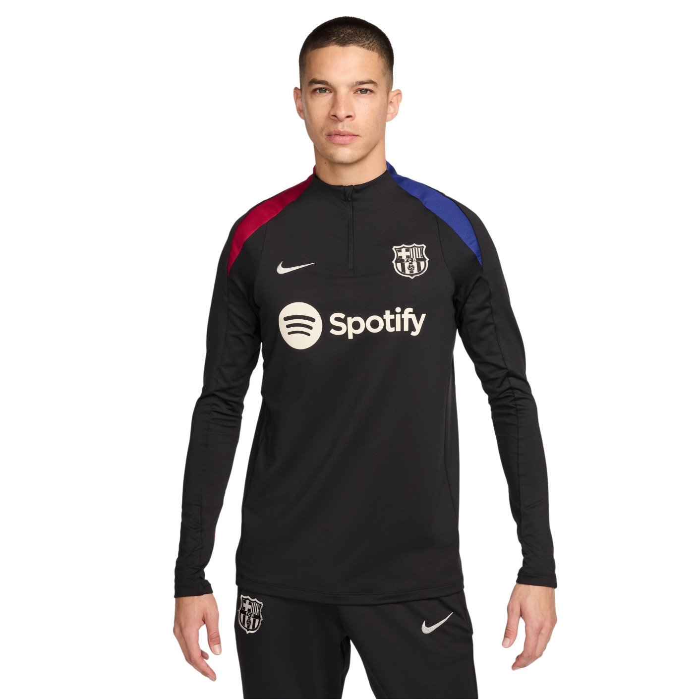 Nike FC Barcelona Strike Haut d'Entraînement 1/4-Zip 2024-2025 Noir Blanc Rouge Bleu