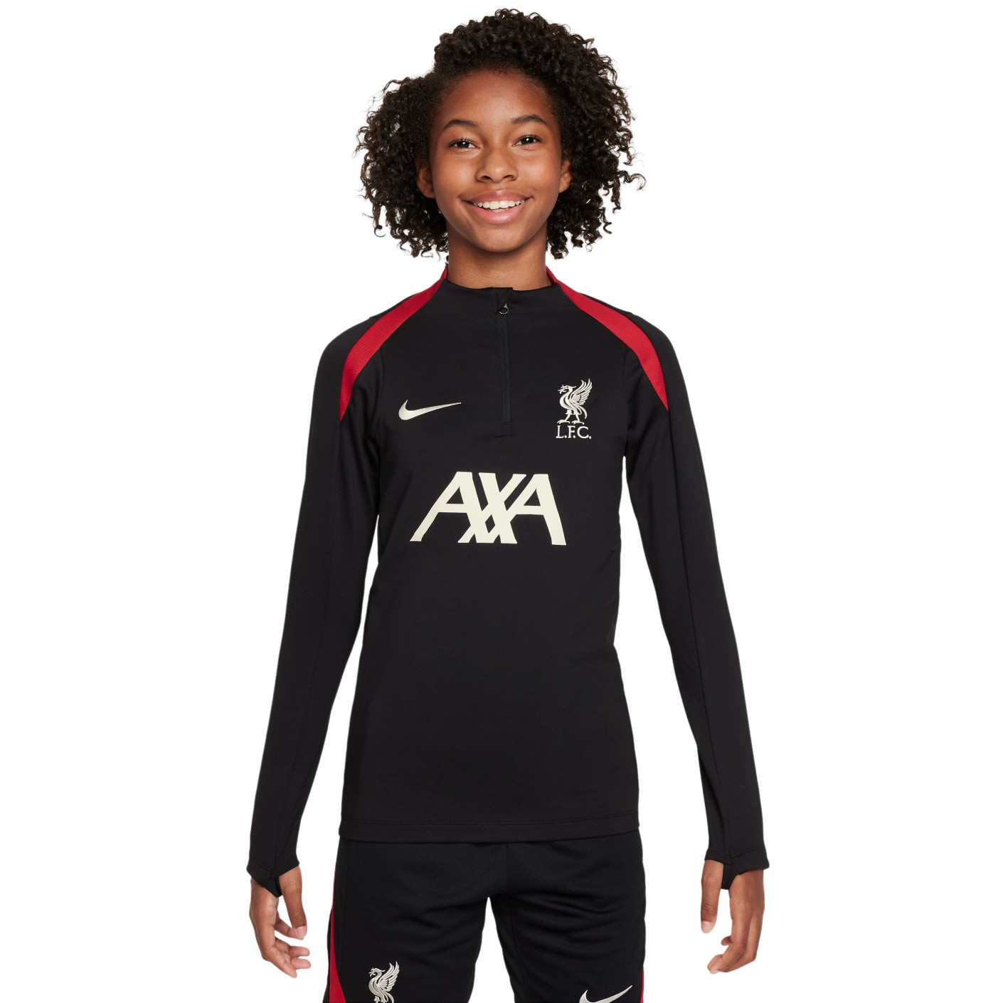 Nike Liverpool Strike Haut d'Entraînement 1/4-Zip 2024-2025 Enfants Noir Rouge