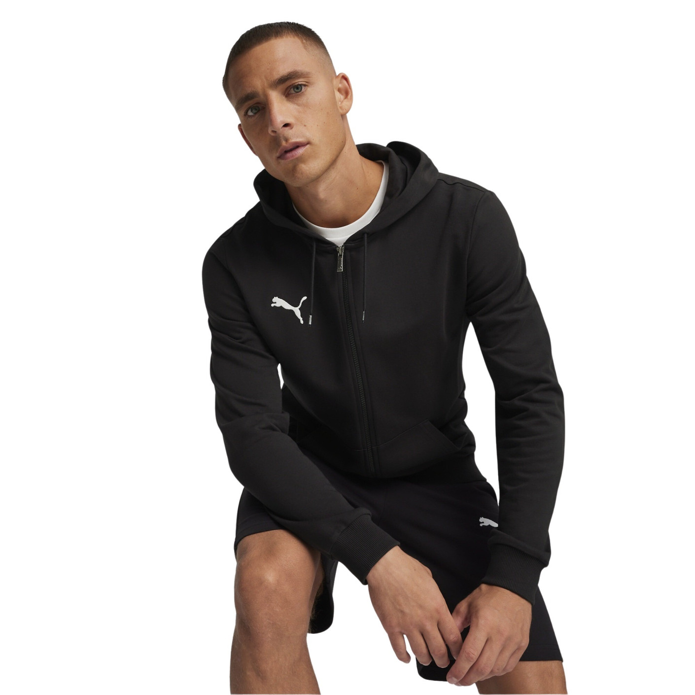 PUMA teamGOAL Casuals Veste à Capuche Noir Blanc