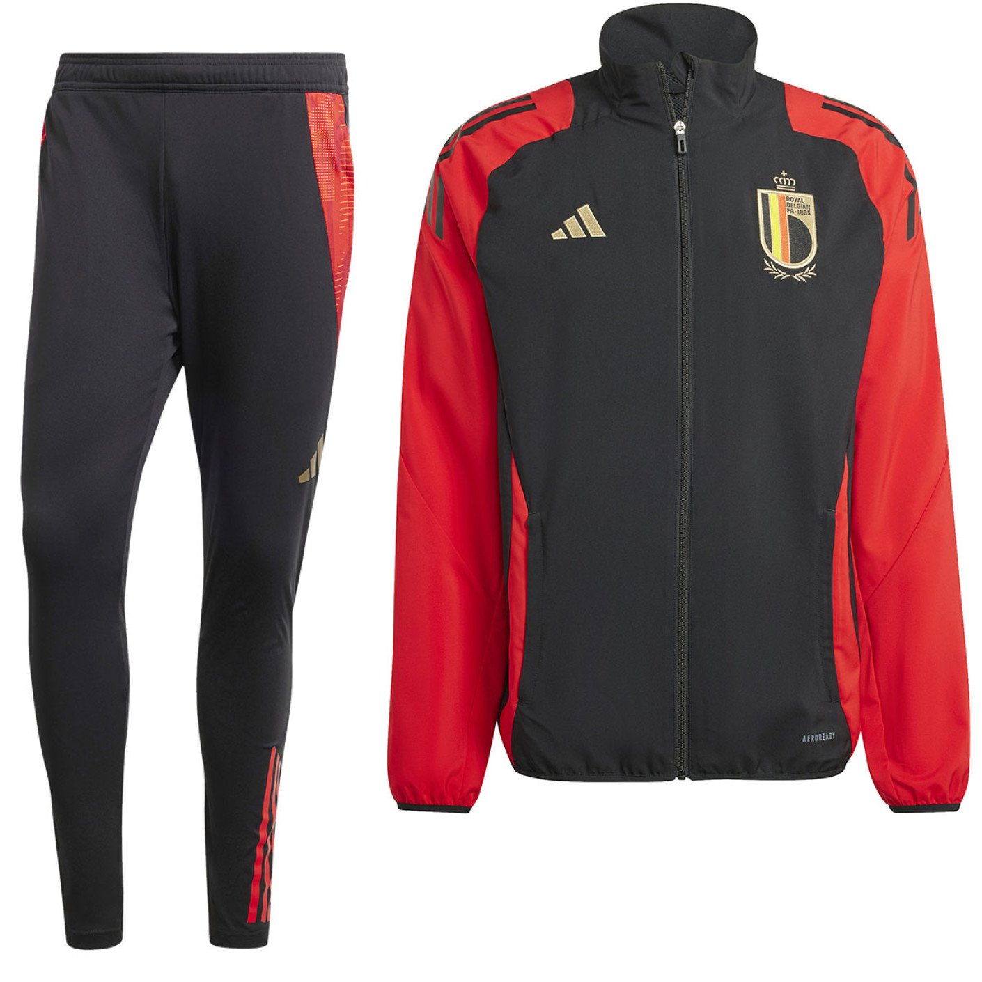 adidas België Presentatie Trainingspak 2024-2026 Zwart Rood Goud