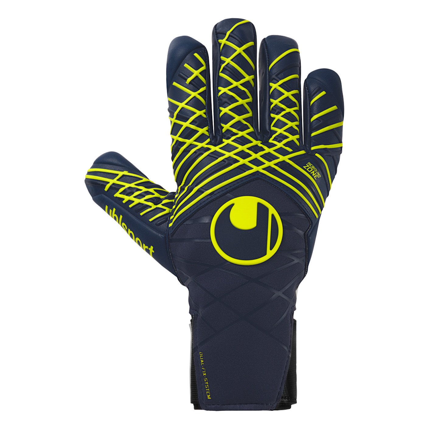 Uhlsport Absolutgrip HN Gants de Gardien de But Bleu Foncé Blanc Jaune