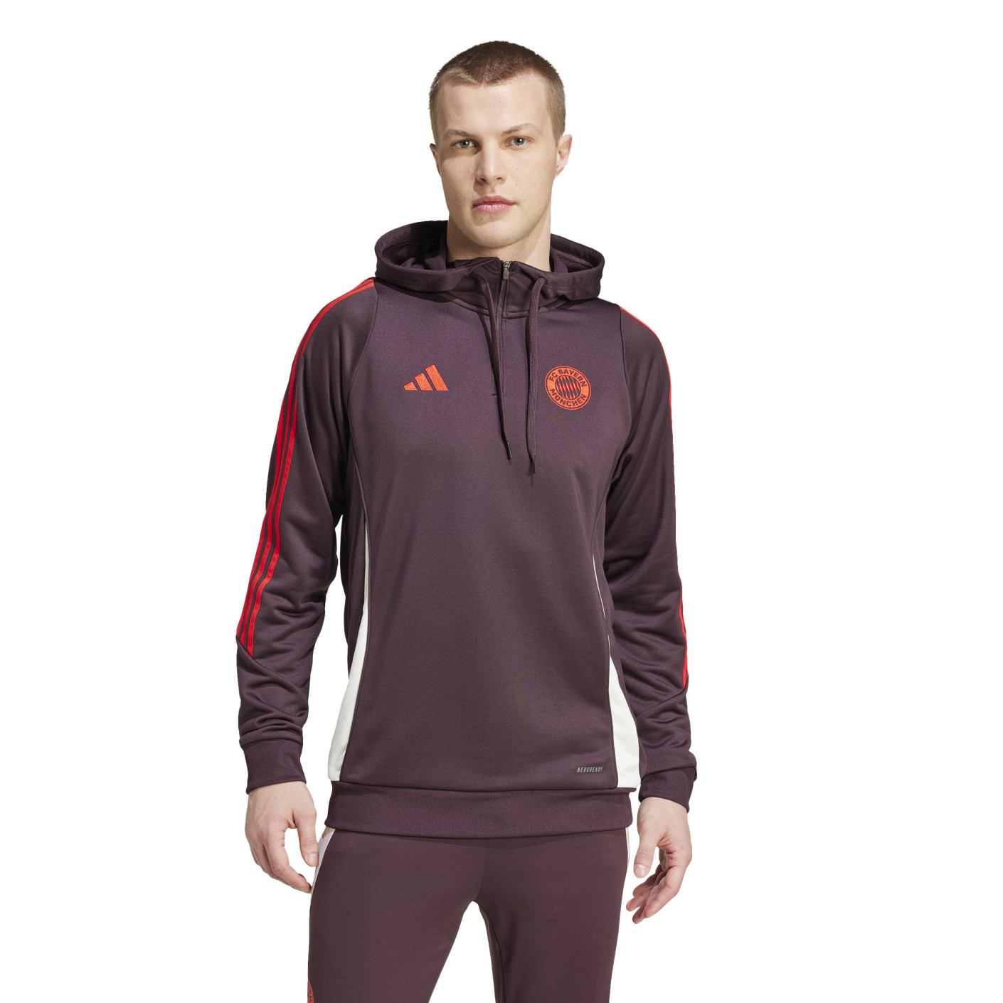 adidas Bayern Munich Track Sweat à Capuche 2024-2025 Bordeaux Rouge Blanc