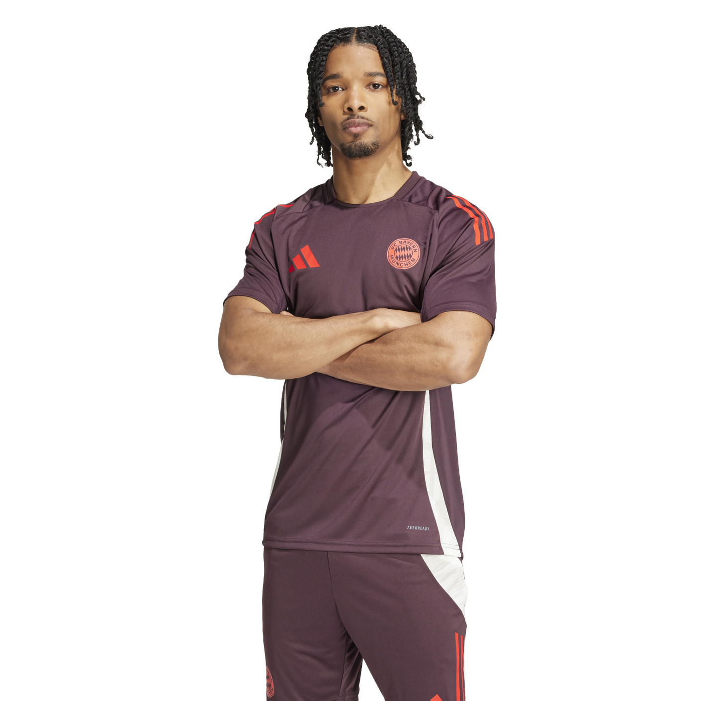 adidas Bayern Munich Maillot d'Entraînement 2024-2025 Bordeaux Rouge Blanc