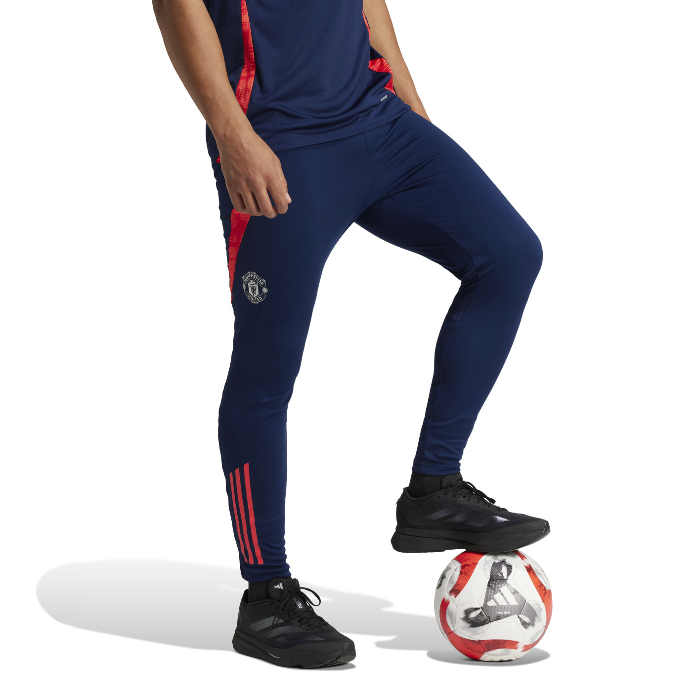 adidas Manchester United Pantalon d'Entraînement 2024-2025 Bleu Foncé Rouge Argenté