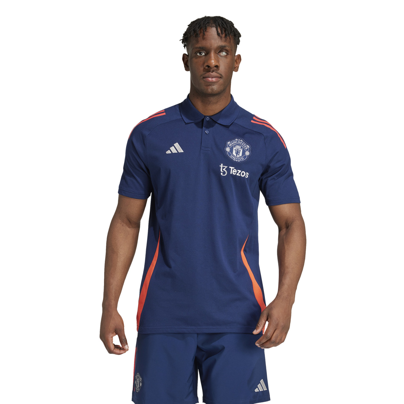 adidas Manchester United Polo 2024-2025 Bleu Foncé Rouge Blanc