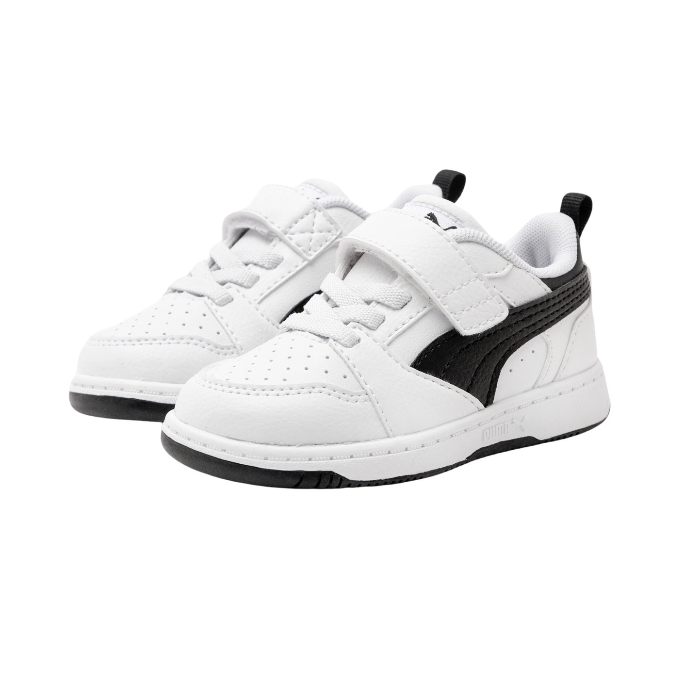 Baskets PUMA Rebound V6 Low AC+ pour enfants, blanches et noires