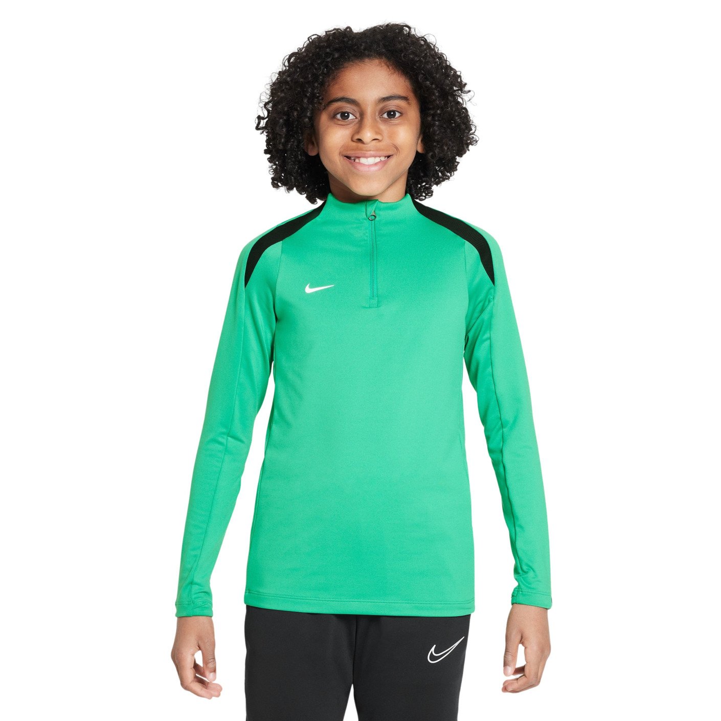 Pull en Haut d'Entraînement Nike Strike 1/4-Zip pour enfant, vert, noir, blanc