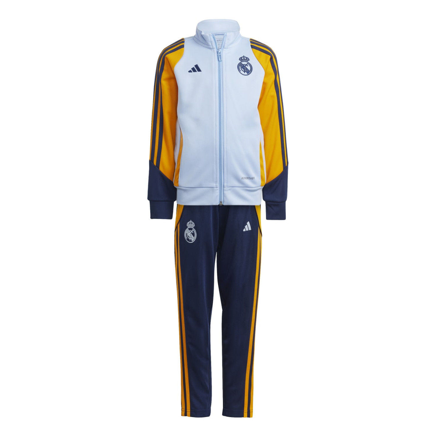 adidas Real Madrid Survetement Full Zip 2024 2025 Tout Petits Bleu Clair Bleu Fonce Jaune