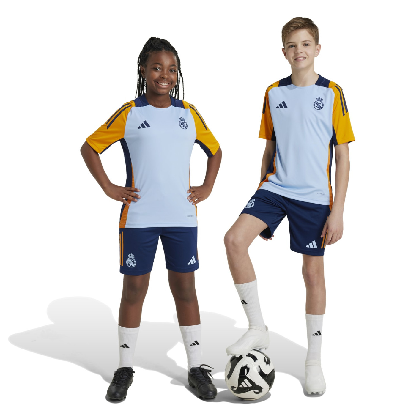 adidas Real Madrid Ensemble Training 2024-2025 Enfants Bleu Clair Bleu Foncé