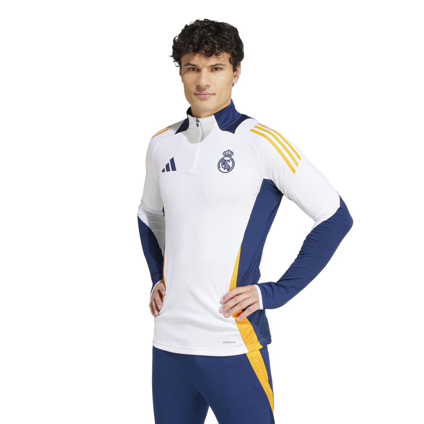 adidas Real Madrid Haut d'Entraînement 1/4-Zip 2024-2025 Blanc Bleu Foncé