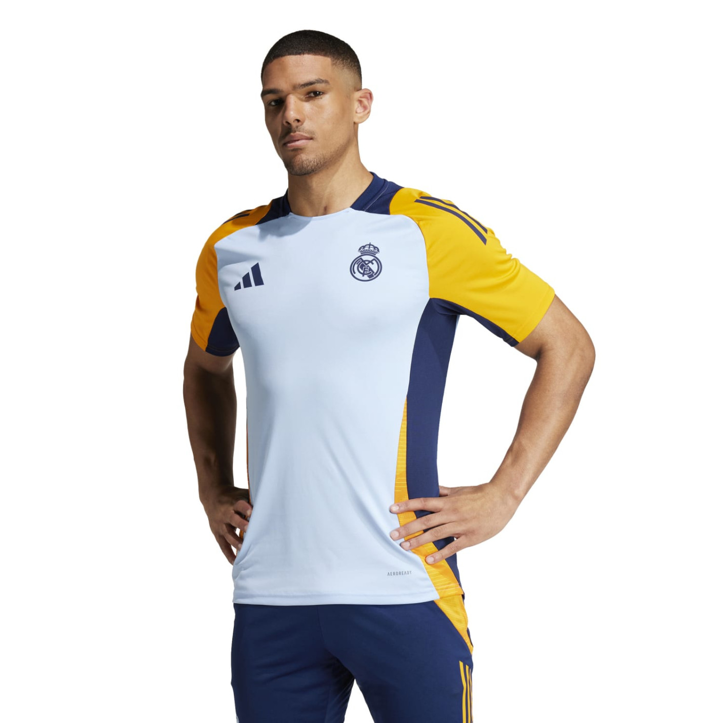 adidas Real Madrid Maillot d'Entraînement 2024-2025 Bleu Clair Orange Bleu Foncé