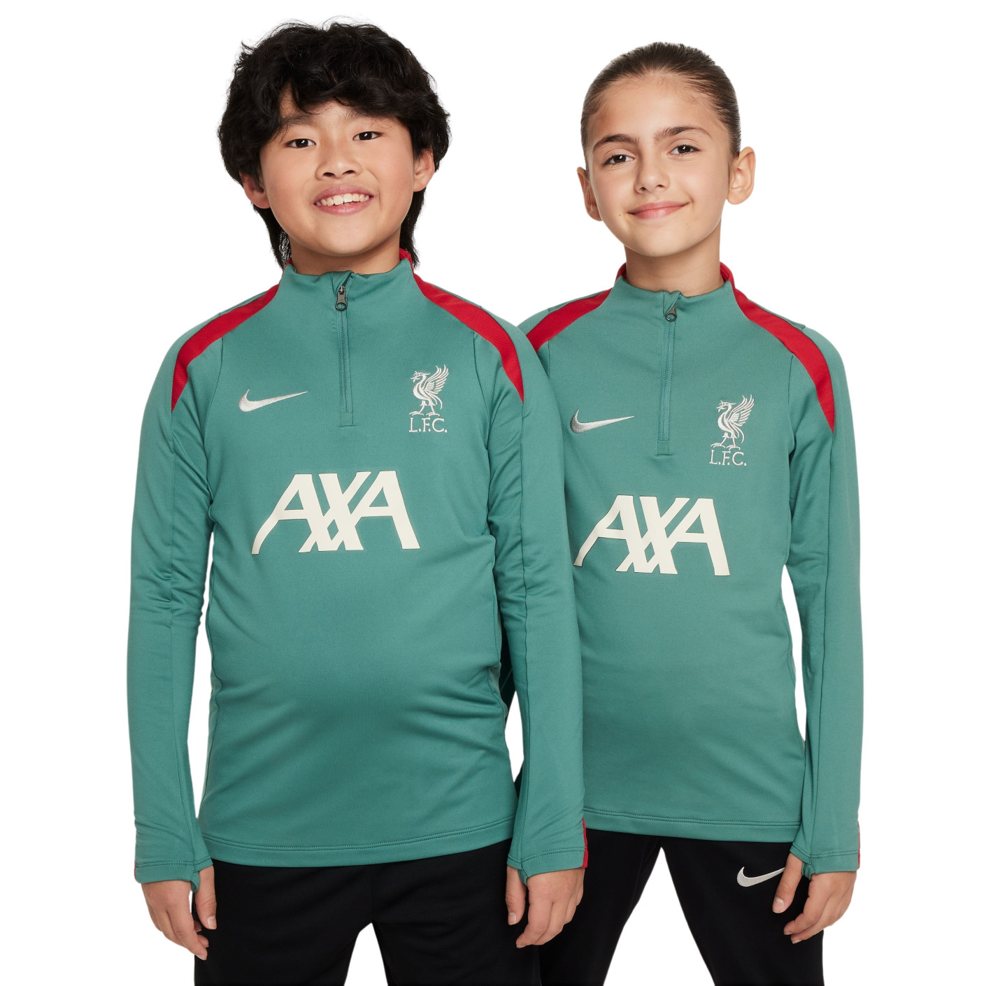 Nike Liverpool Strike Haut d'Entraînement 1/4-Zip 2024-2025 Enfants Vert Rouge