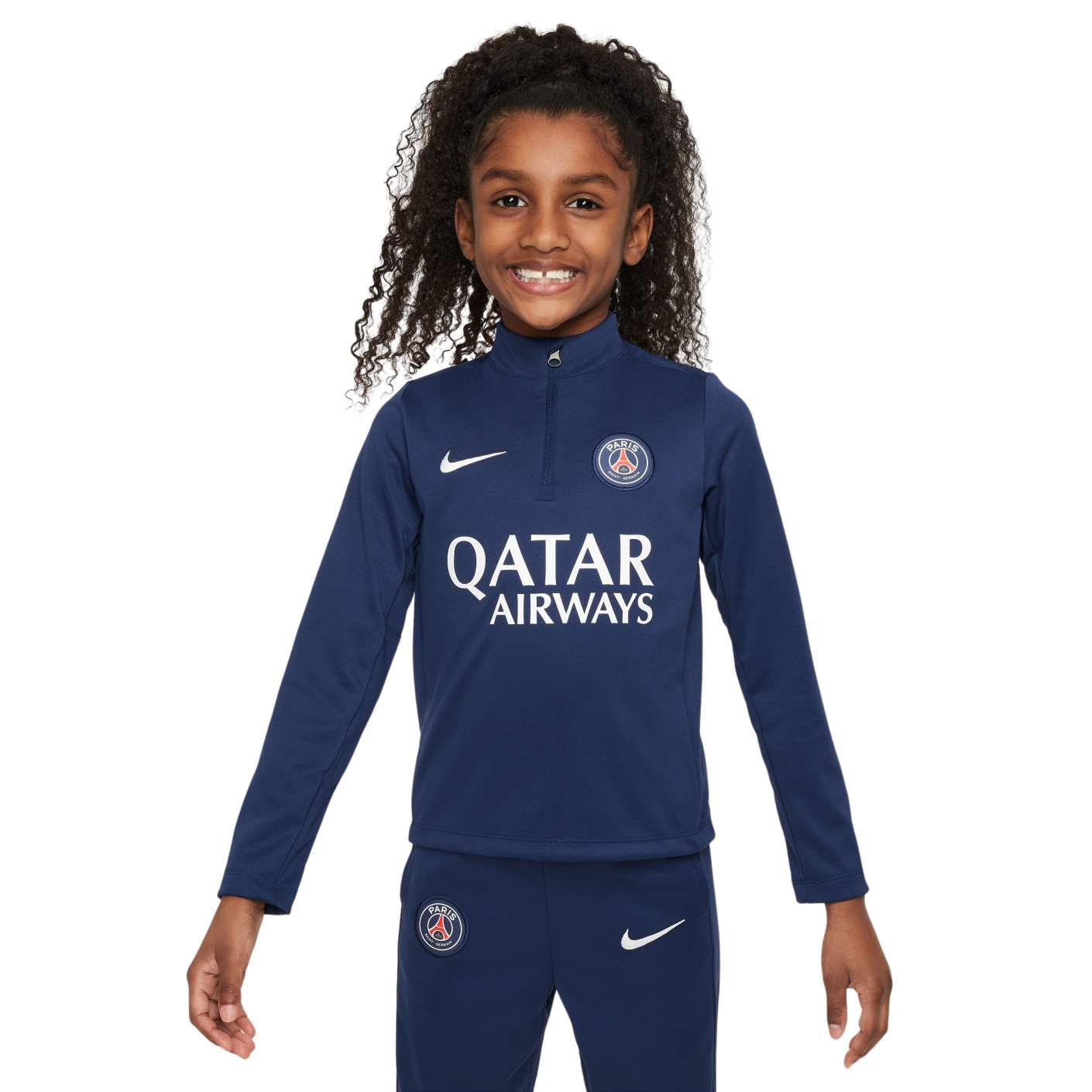 Nike Paris Saint Germain Academy Pro Trainingstrui 1/4-Zip 2024-2025 Kleuters Donkerblauw Wit