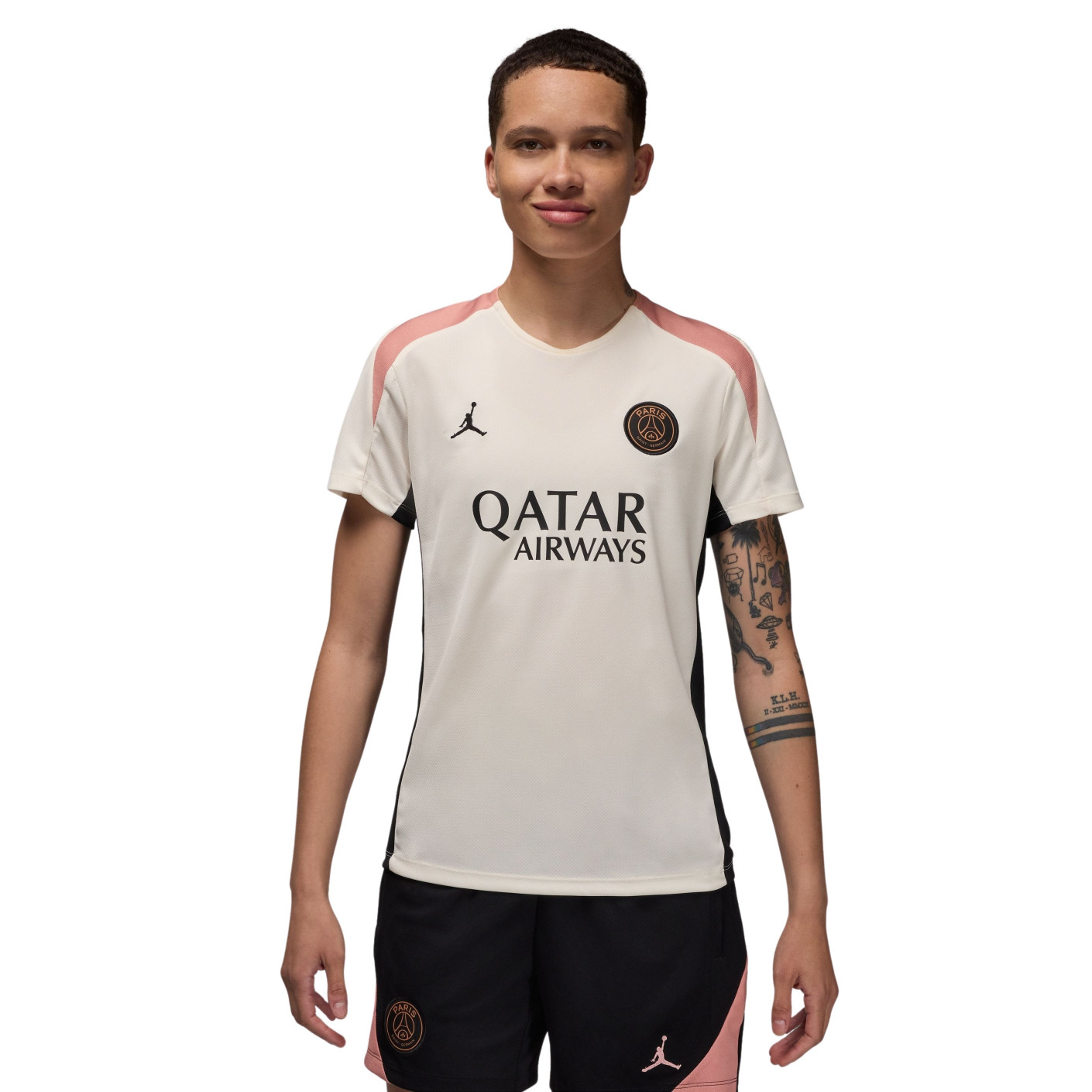 Nike Paris Saint Germain x Jordan Strike Maillot d Entrainement 2024 2025 Femmes Blanc Casse Rose Noir Voetbalshop.be