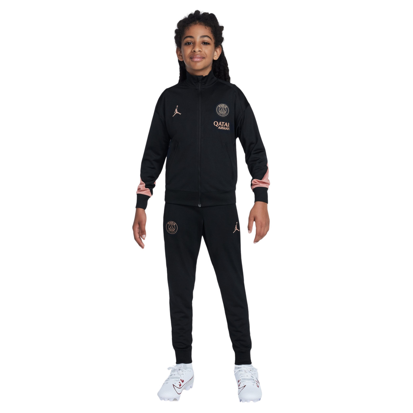 Nike Paris Saint-Germain x Jordan Strike Trainingspak Full-Zip 2024-2025 Kids Zwart Roze