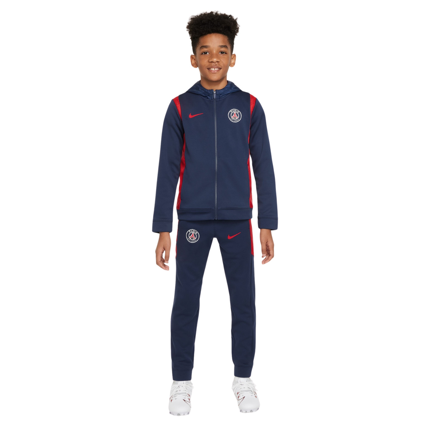 Nike Paris Saint-Germain Trainingspak Full-Zip Hooded 2024-2025 Kids Donkerblauw Rood