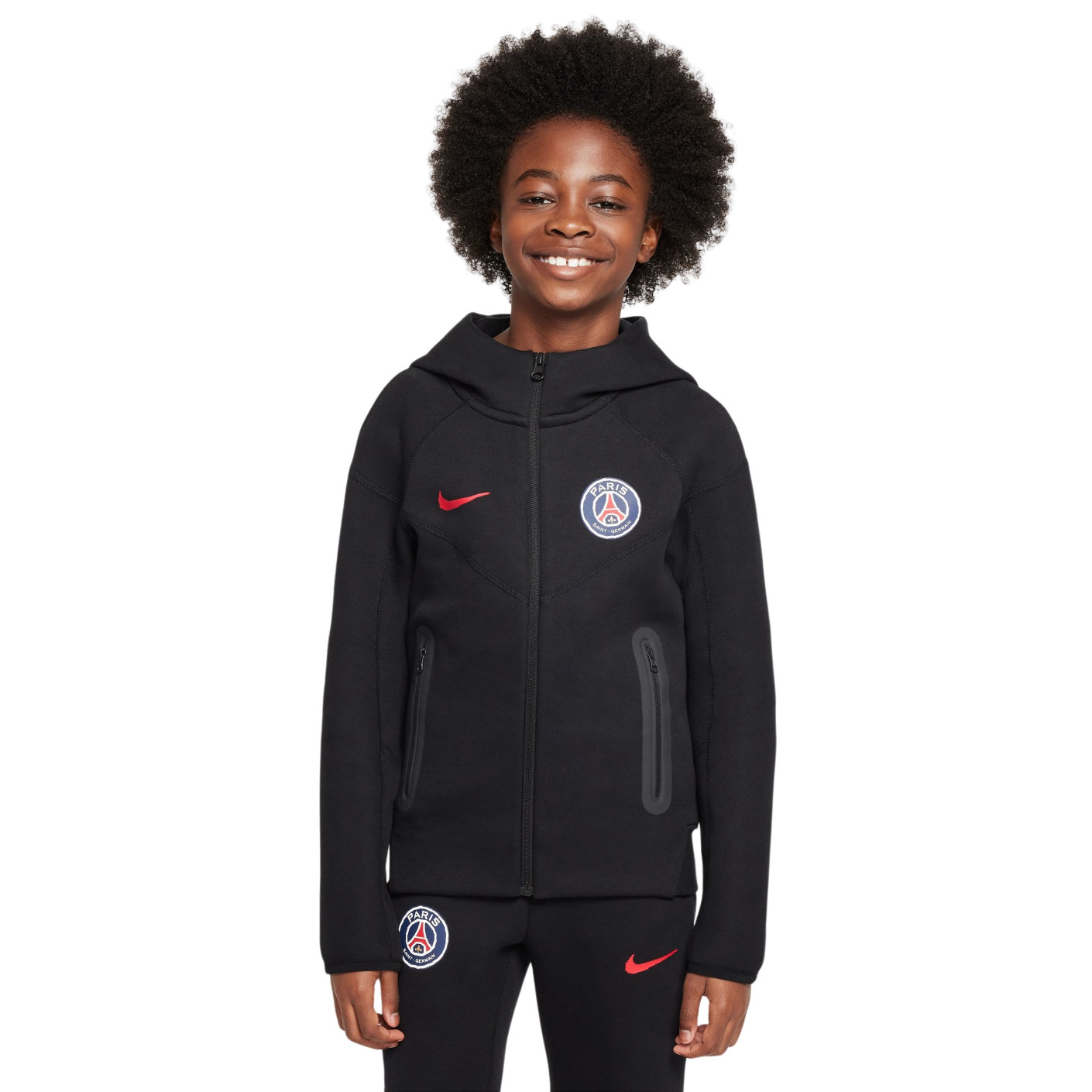 Nike Paris Saint-Germain Tech Fleece Veste 2024-2025 Enfants Noir Anthracite Rouge