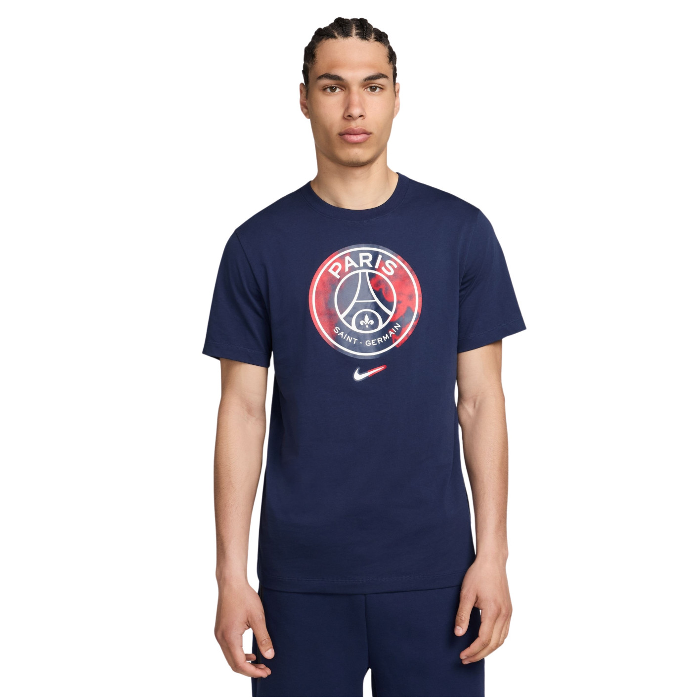 Nike Paris Saint-Germain Crest T-Shirt 2024-2025 Bleu Foncé Rouge Blanc