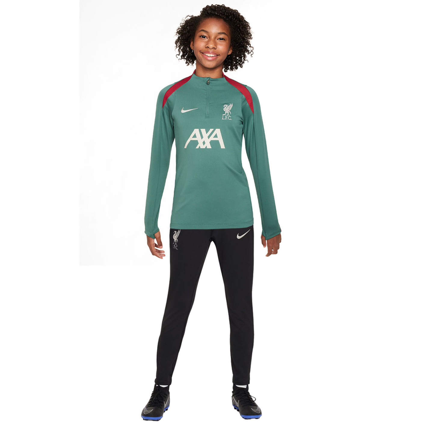 Nike Liverpool Strike Trainingspak 1/4-Zip 2024-2025 Kids Groen Zwart Rood