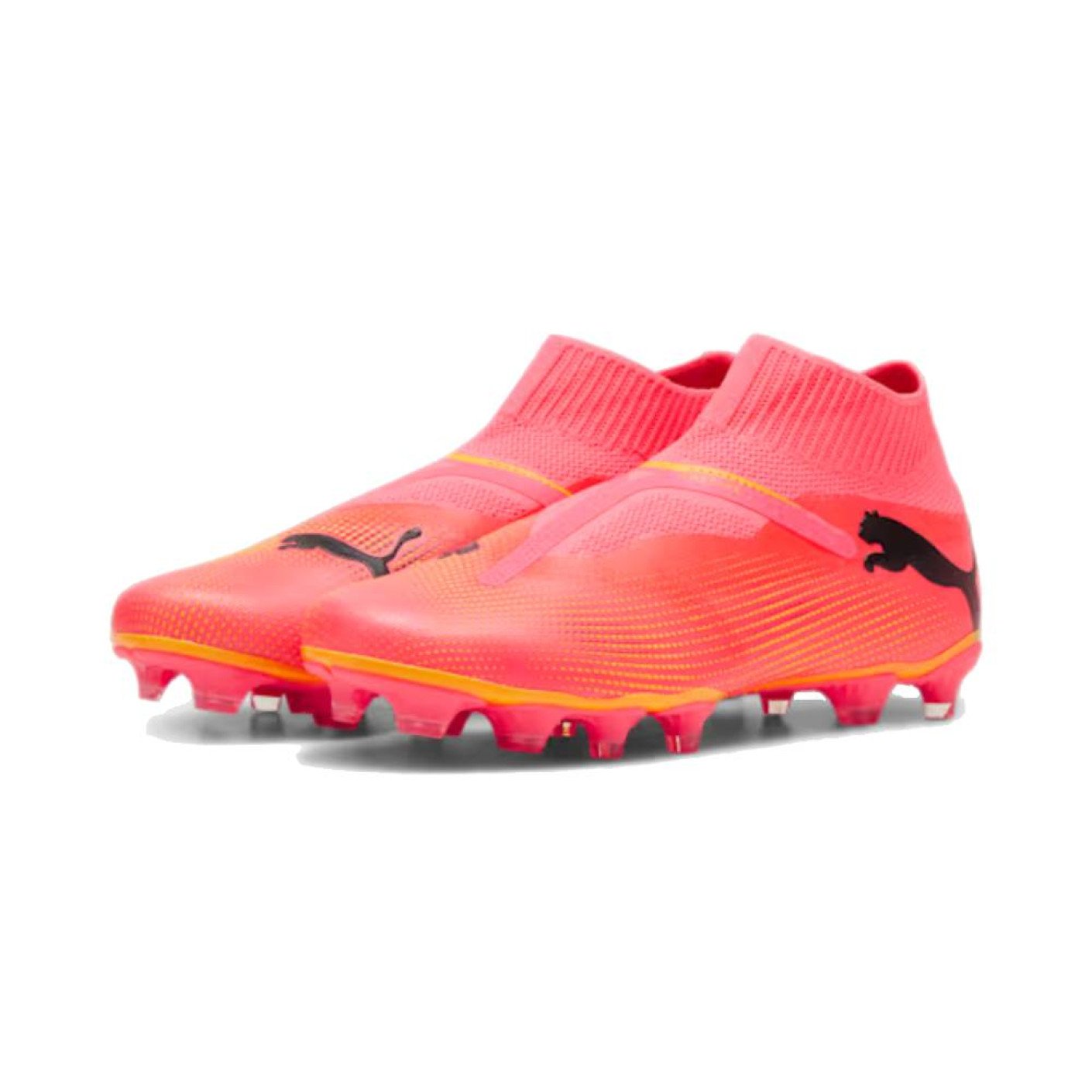 PUMA Future 7 Match Sans Lacets Gazon Naturel Gazon Artificiel Chaussures de Foot MG Rose Noir Orange Voetbalshop.be