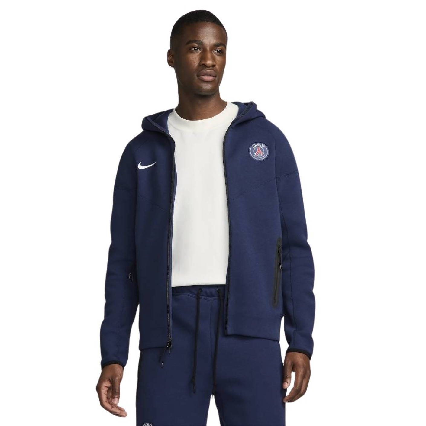 Nike Paris Saint-Germain Tech Fleece Veste 2024-2025 Bleu Foncé Blanc