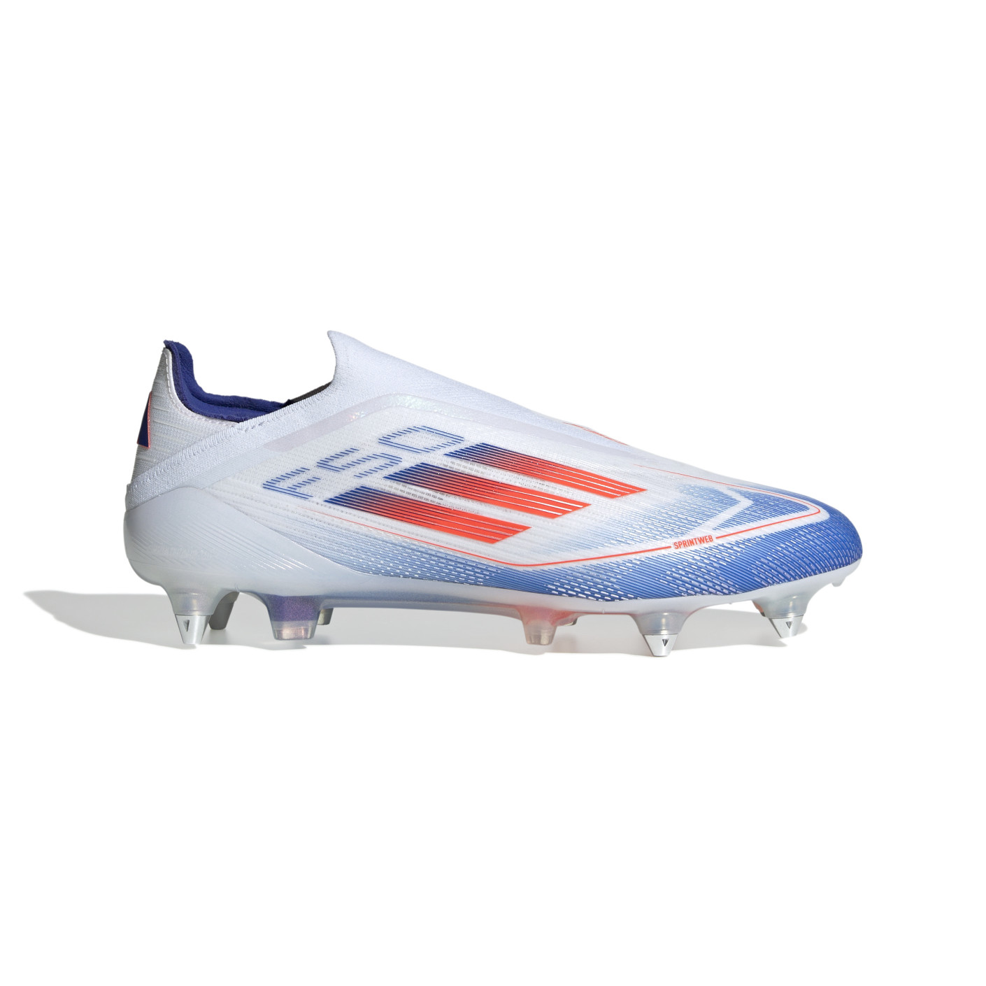 adidas F50 Elite Crampons Vissés Sans Lacets Chaussures de Foot (SG) Blanc Rouge Bleu