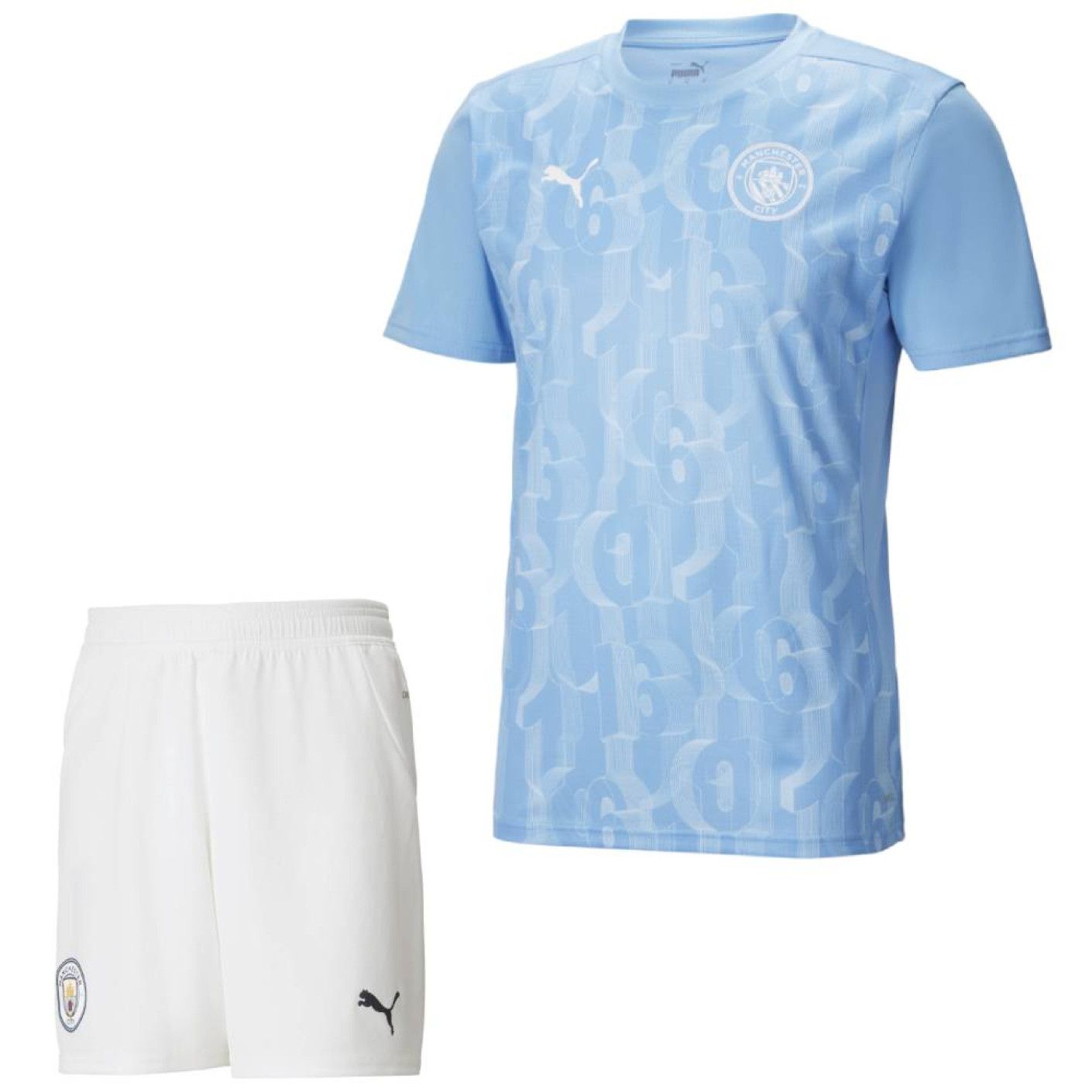 PUMA Manchester City Pre-Match Ensemble Training 2024-2025 Enfants Bleu Clair Blanc