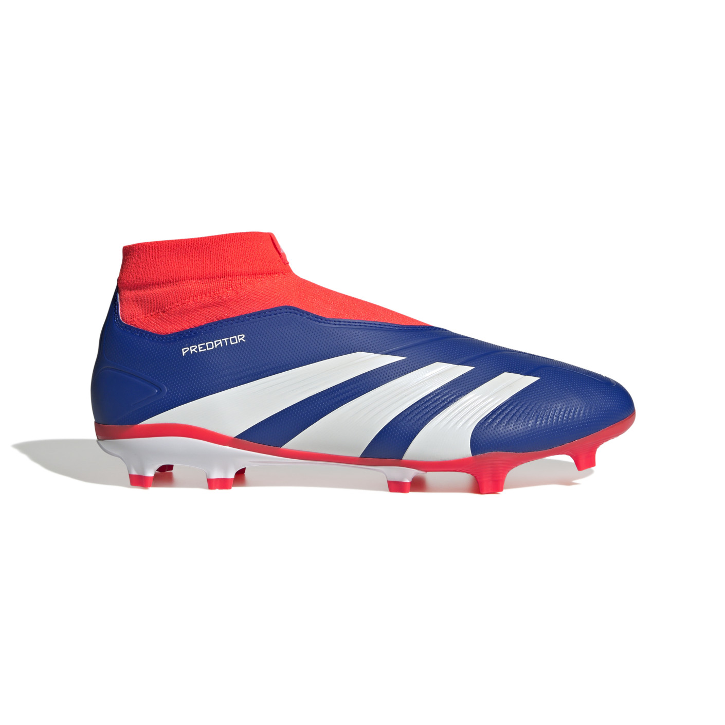 adidas Predator League Sans Lacets Gazon Naturel Chaussures de Foot (FG) Bleu Blanc Rouge