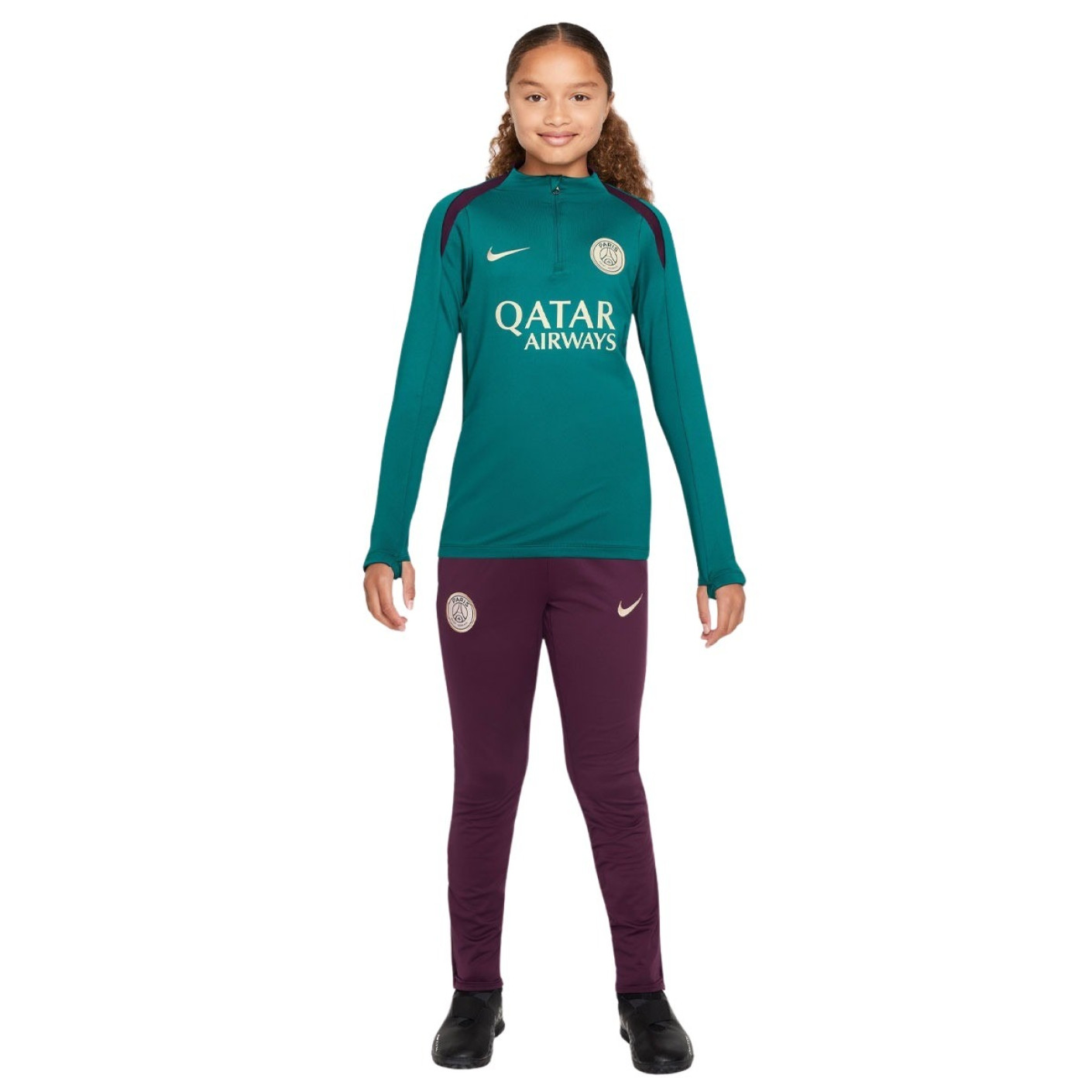 Nike Paris Saint-Germain Strike Survêtement 1/4-Zip 2024-2025 Enfants Vert Mauve Blanc Doré