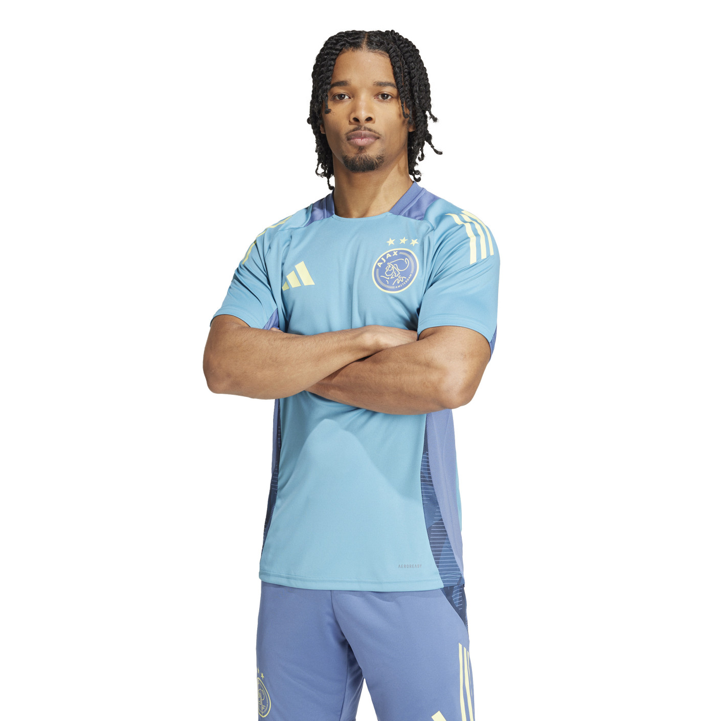 adidas Ajax Maillot d'Entraînement 2024-2025 Bleu Clair Bleu Jaune