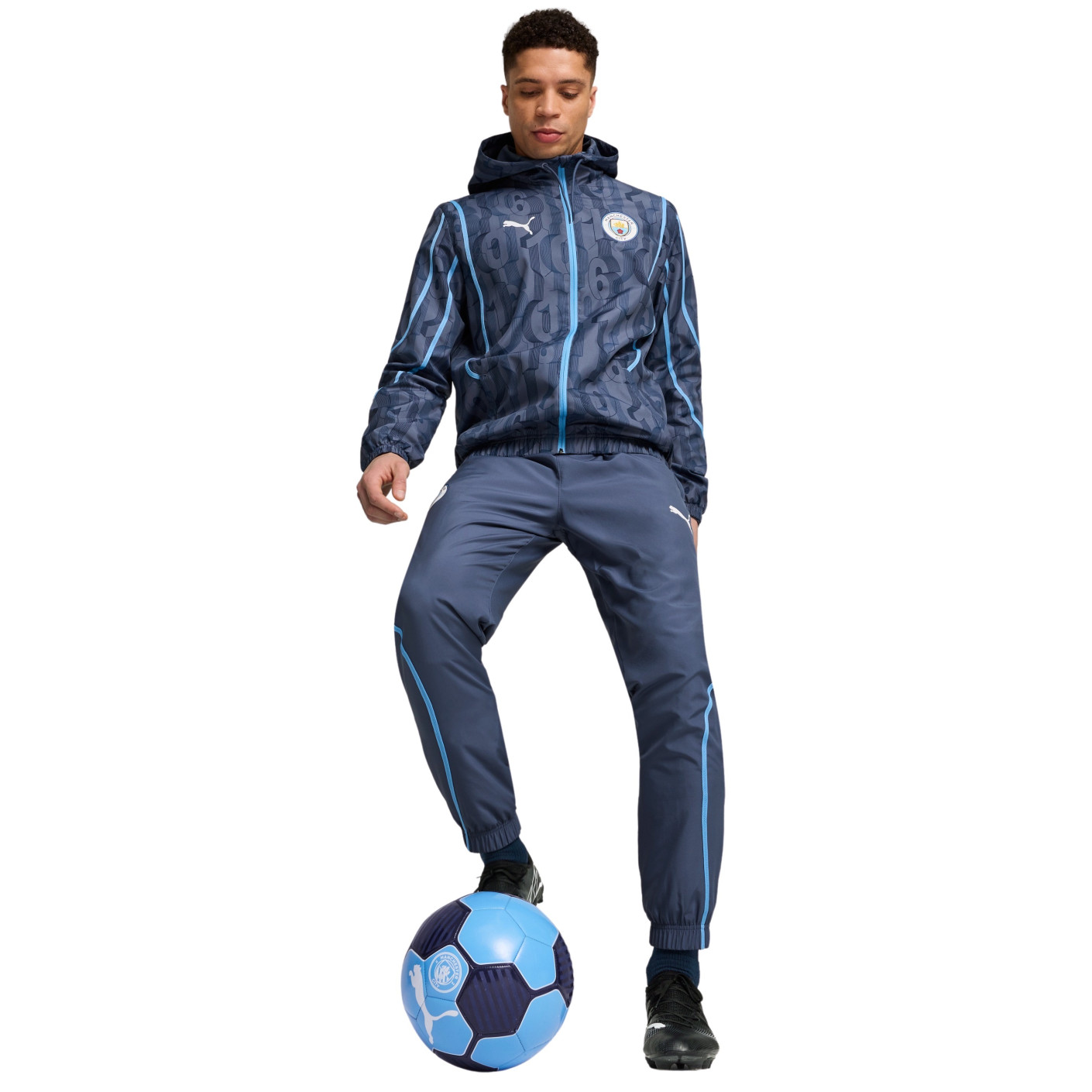 PUMA Manchester City Pre-Match Anthem Survêtement 2024-2025 Bleu Foncé Bleu Clair