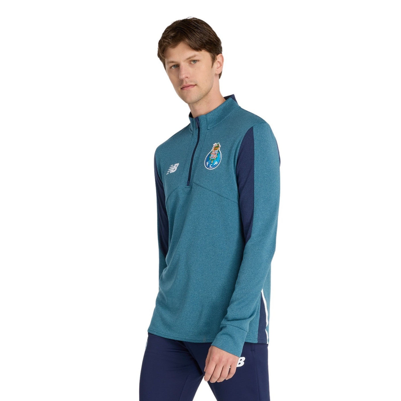 New Balance FC Porto Haut d'Entraînement 1/4-Zip 2024-2025 Bleu-Gris Bleu Foncé Blanc