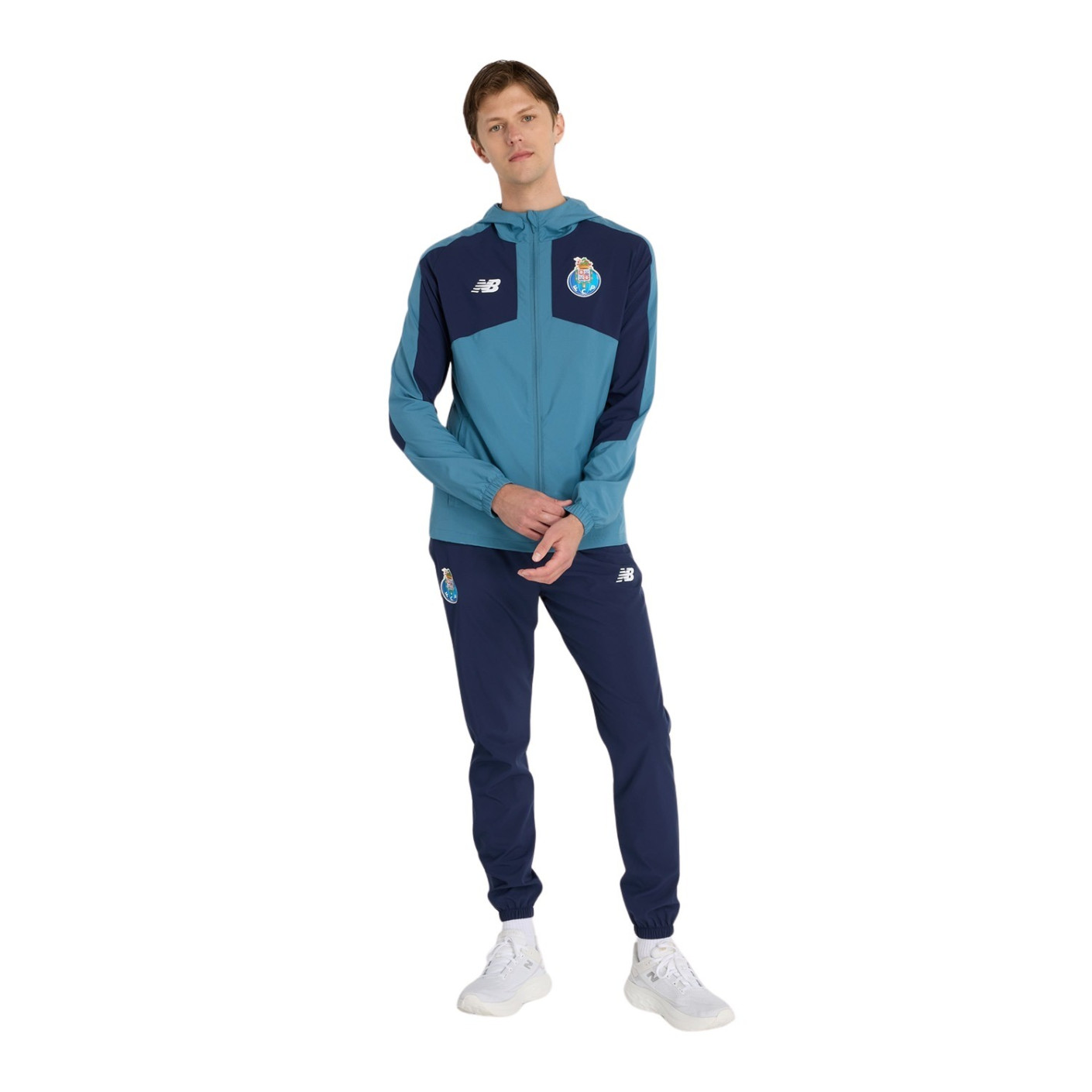 New Balance FC Porto Travel Survêtement à Capuche 2024-2025 Bleu-Gris Bleu Foncé Blanc