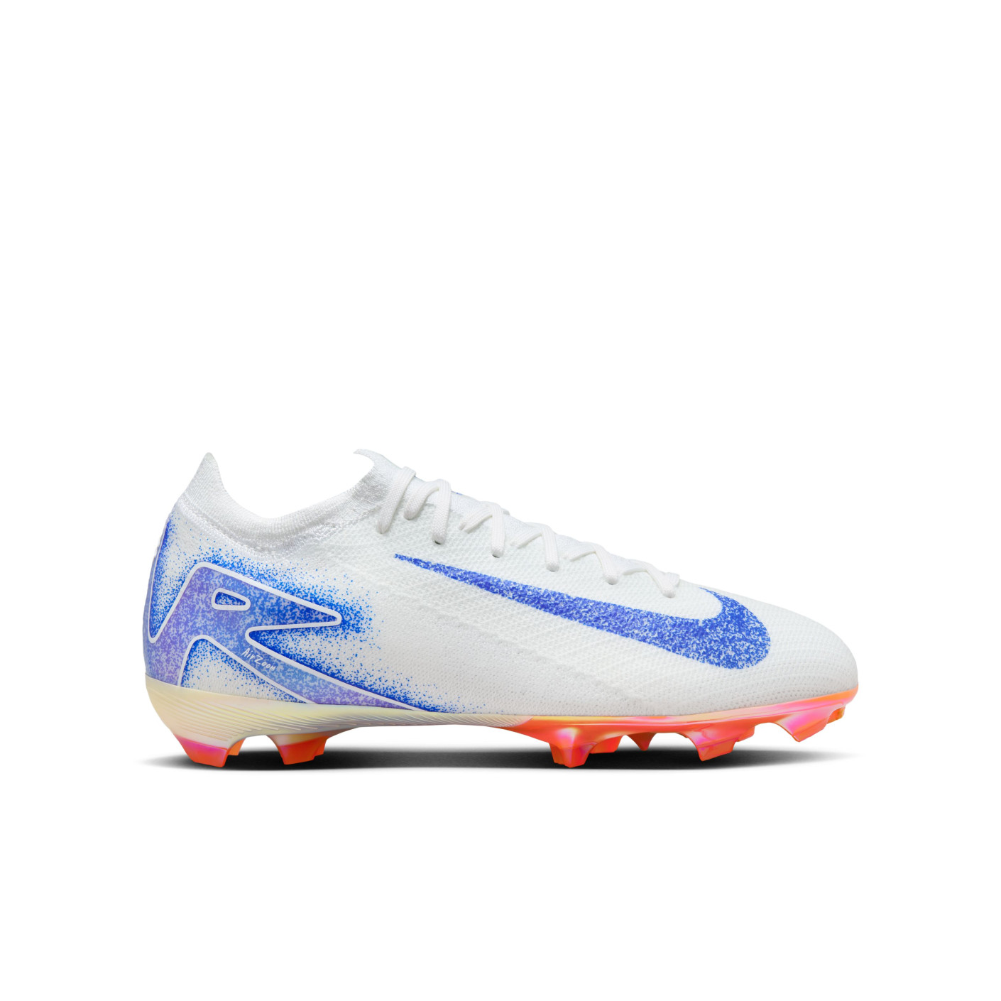 Nike Zoom Mercurial Vapor 16 Pro Gazon Naturel Chaussures de Foot (FG) Enfants Blanc Bleu Orange