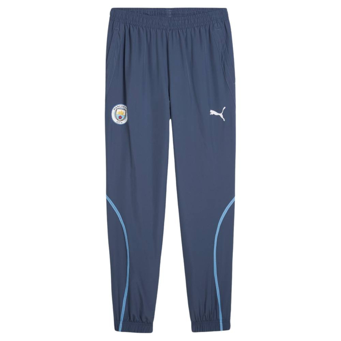 PUMA Manchester City Pre-Match Pantalon d'Entraînement Woven 2024-2025 Bleu Foncé Bleu Clair