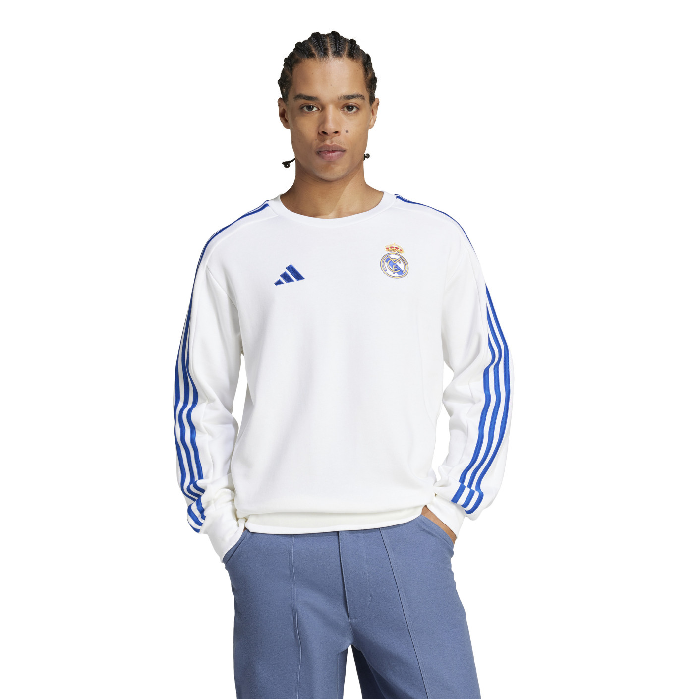 adidas Real Madrid DNA Sweat-Shirt 2024-2025 Blanc Bleu