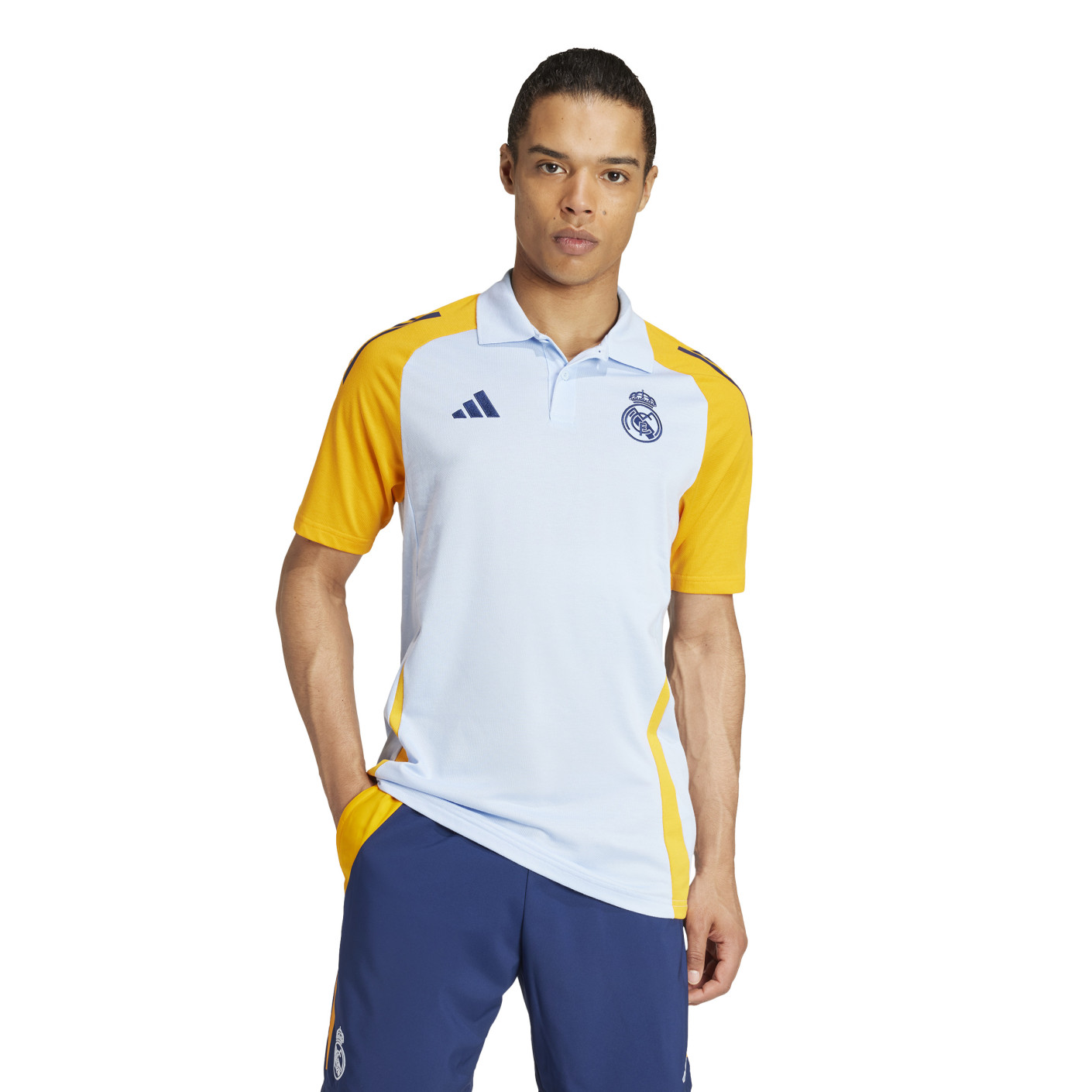 adidas Real Madrid Polo 2024-2025 Bleu Clair Jaune Bleu Foncé