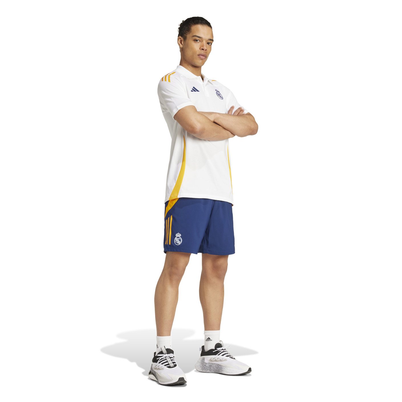 adidas Real Madrid Ensemble Polo 2024-2025 Blanc Bleu Foncé Jaune