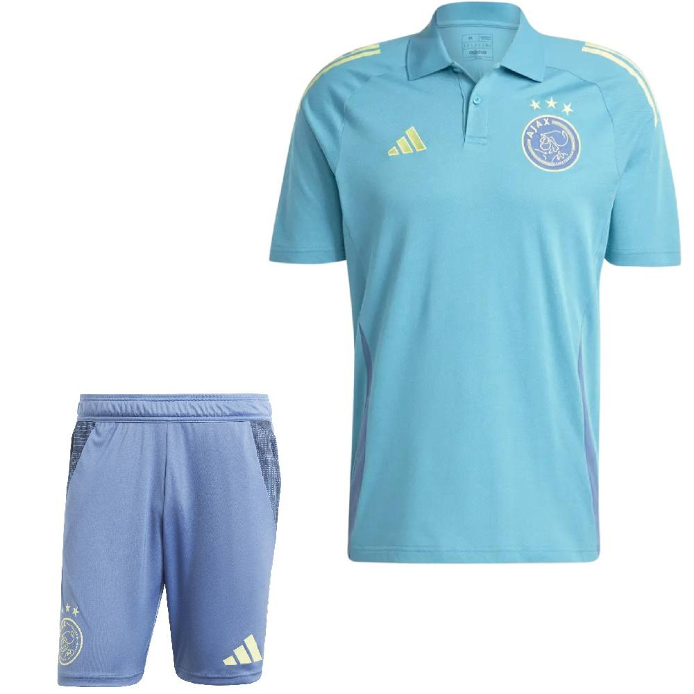 adidas Ajax Ensemble Training Polo 2024-2025 Bleu Clair Bleu Jaune