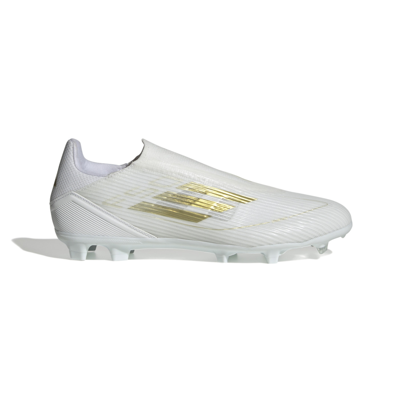 adidas F50 League Sans Lacets Gazon Naturel Chaussures de Foot (FG) Blanc Doré