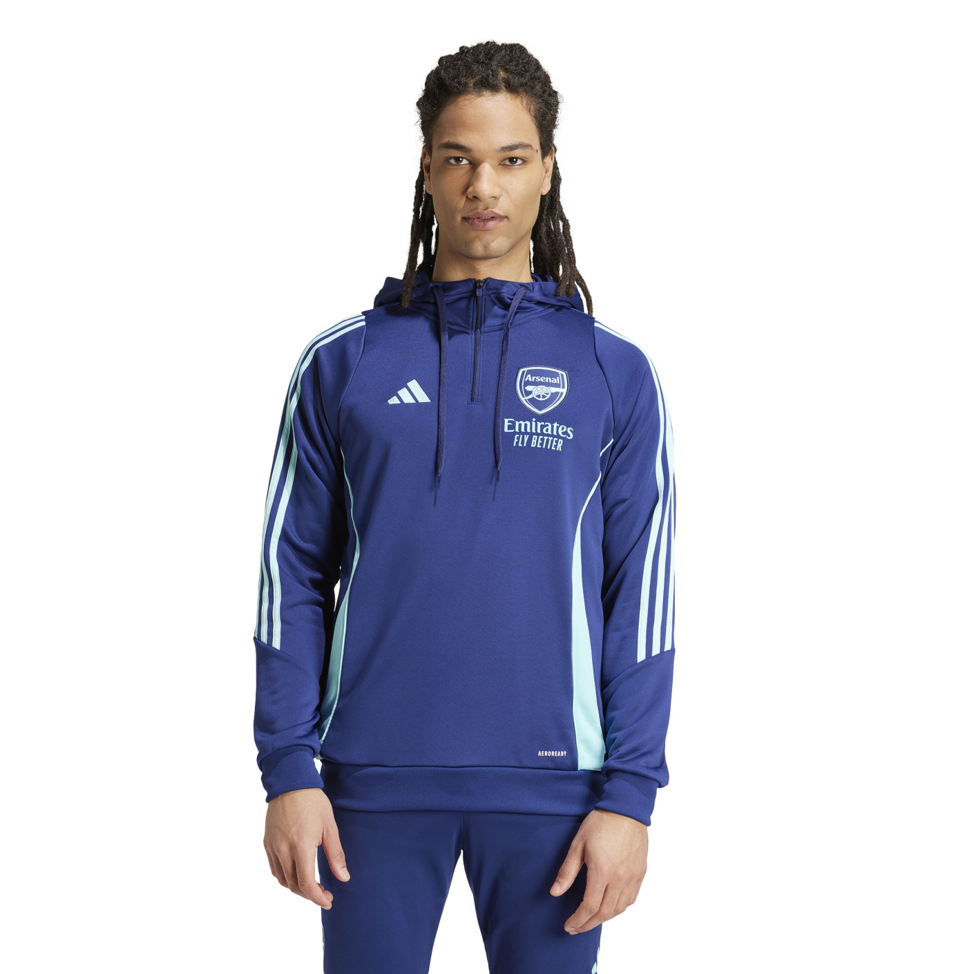 adidas Arsenal Track Sweat à Capuche 2024-2025 Bleu Foncé Bleu Clair