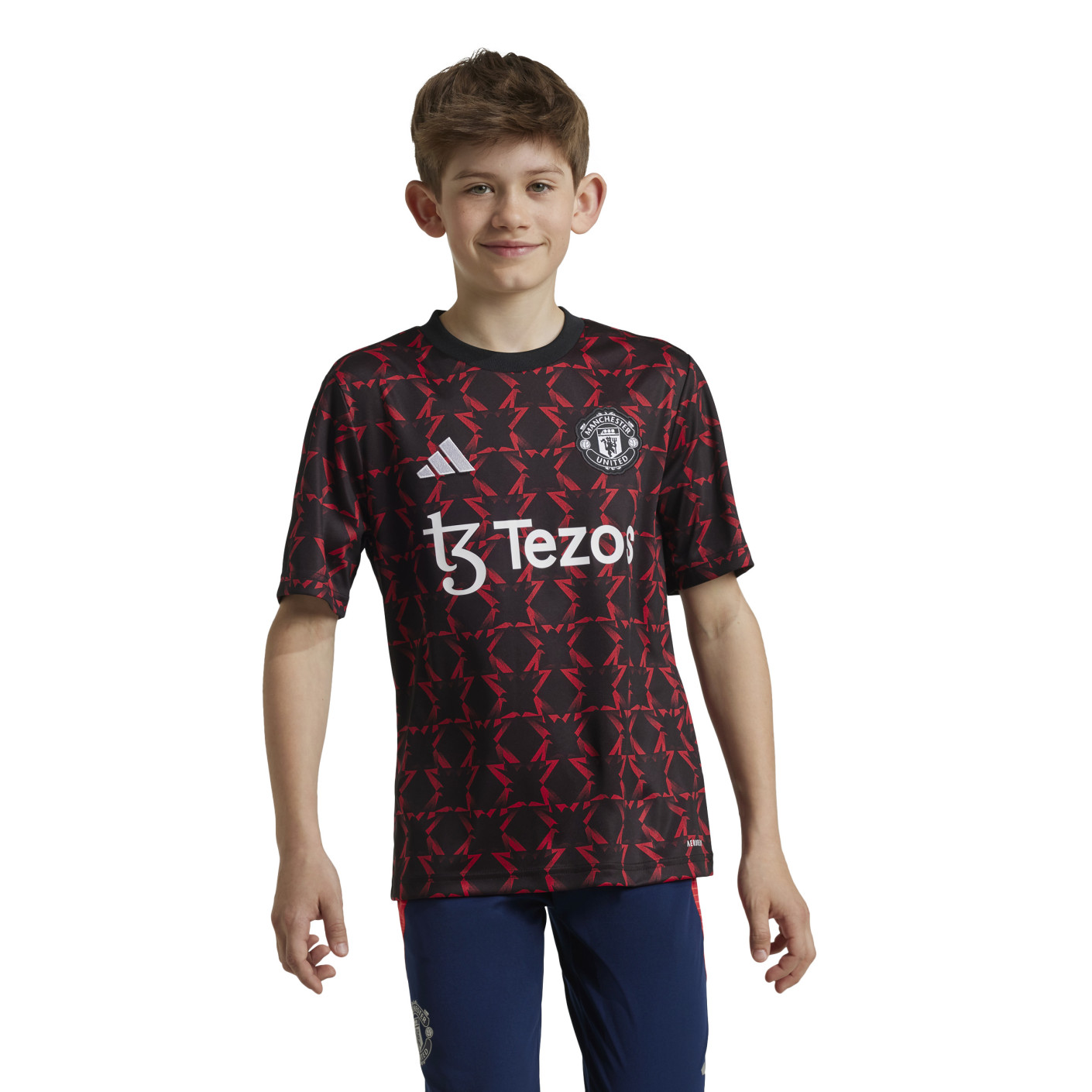 adidas Manchester United Pre-Match Maillot d'Entraînement 2024-2025 Enfants Noir Rouge